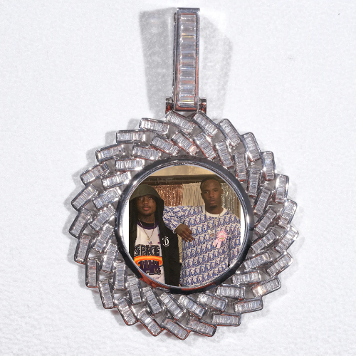 Large 3D Baguette Custom Picture Pendant