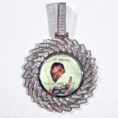 Large 3D Baguette Custom Picture Pendant