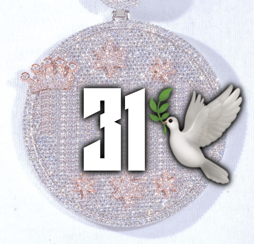 CUSTOM LETTER NECKLACE 3D BIG CROWN DISC