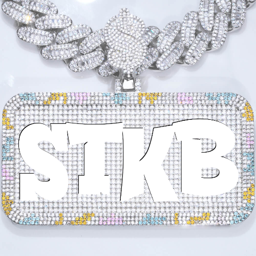 CUSTOM LETTER NECKLACE 3D COLORFUL SQUARE