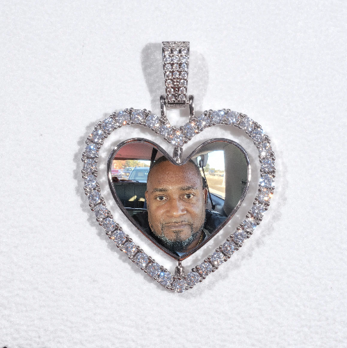3D Spinning 2-Faced Heart Custom Picture Pendant