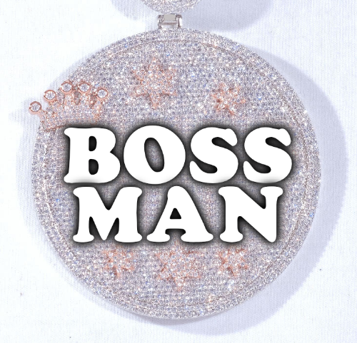 CUSTOM LETTER NECKLACE 3D BIG CROWN DISC