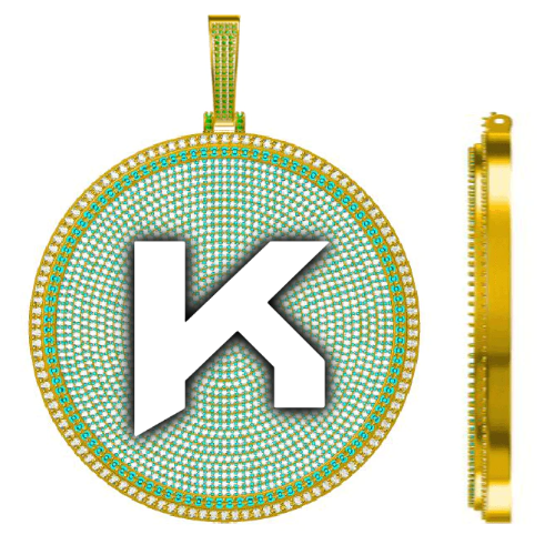 CUSTOM LETTER NECKLACE 3D BIG DISC