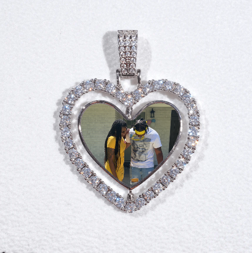 3D Spinning 2-Faced Heart Custom Picture Pendant