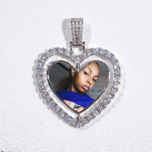 3D Spinning 2-Faced Heart Custom Picture Pendant