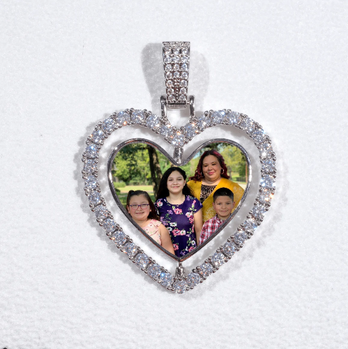 3D Spinning 2-Faced Heart Custom Picture Pendant