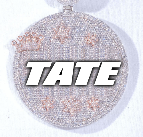 CUSTOM LETTER NECKLACE 3D BIG CROWN DISC