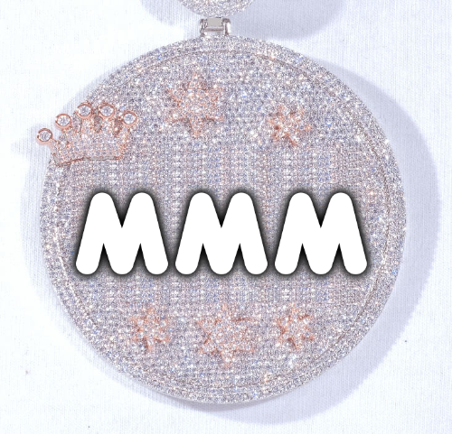 CUSTOM LETTER NECKLACE 3D BIG CROWN DISC