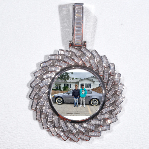 Large 3D Baguette Custom Picture Pendant