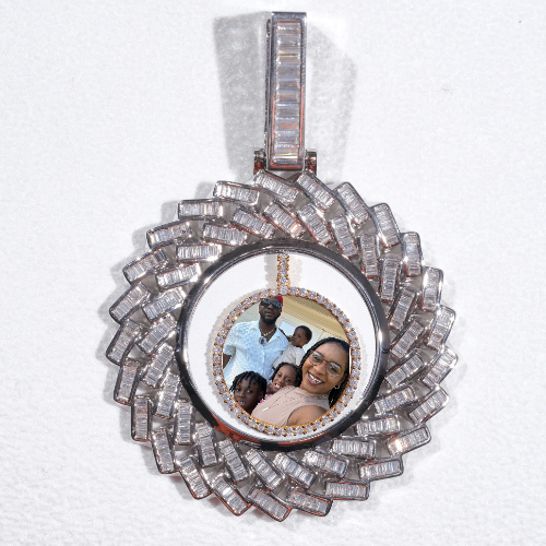 Large 3D Baguette Custom Picture Pendant