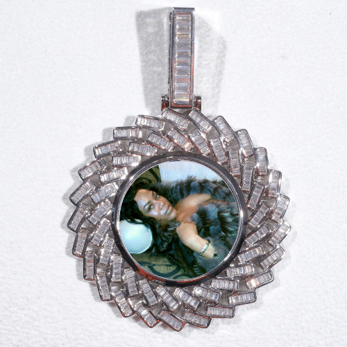 Large 3D Baguette Custom Picture Pendant