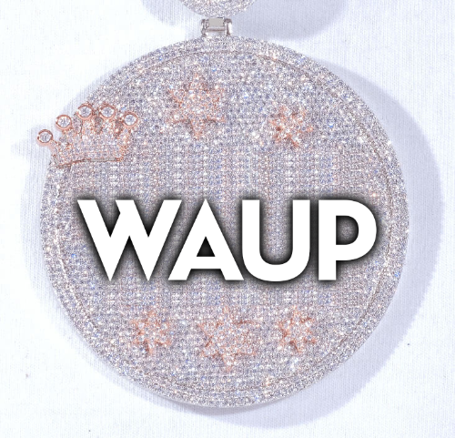 CUSTOM LETTER NECKLACE 3D BIG CROWN DISC