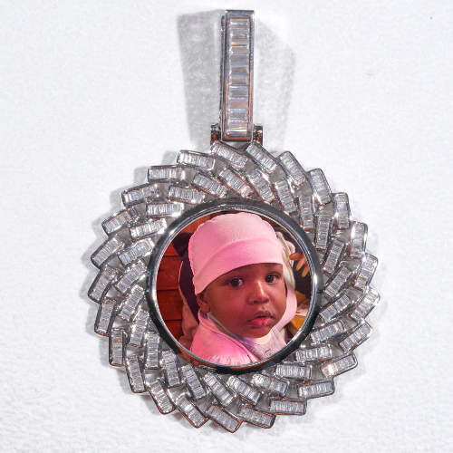 Large 3D Baguette Custom Picture Pendant