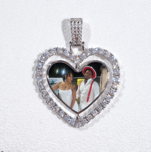 3D Spinning 2-Faced Heart Custom Picture Pendant