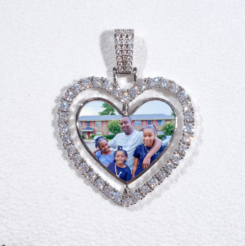 3D Spinning 2-Faced Heart Custom Picture Pendant