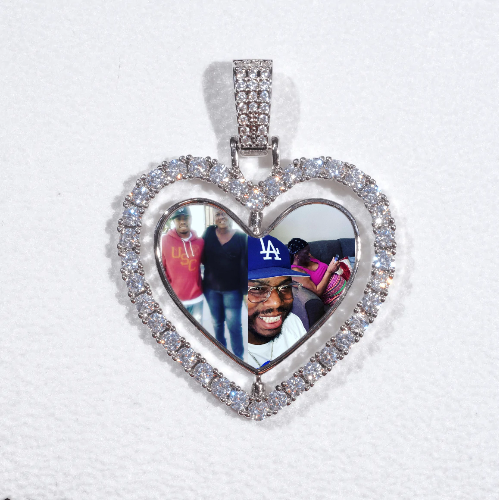 3D Spinning 2-Faced Heart Custom Picture Pendant