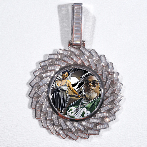 Large 3D Baguette Custom Picture Pendant