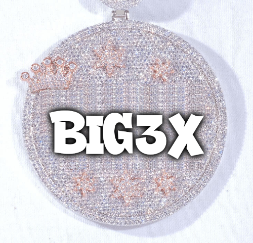 CUSTOM LETTER NECKLACE 3D BIG CROWN DISC