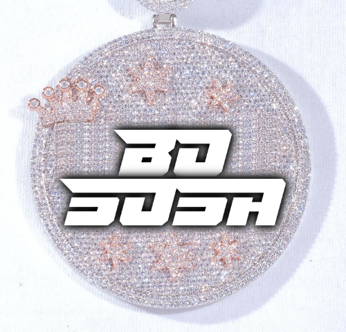 CUSTOM LETTER NECKLACE 3D BIG CROWN DISC