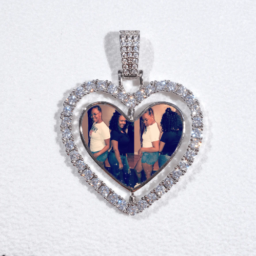 3D Spinning 2-Faced Heart Custom Picture Pendant