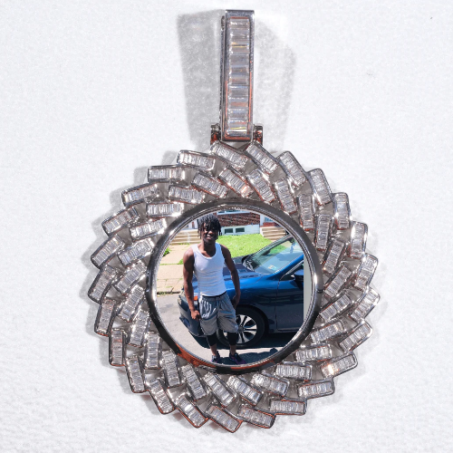 Large 3D Baguette Custom Picture Pendant
