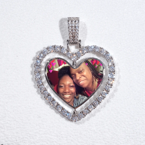 3D Spinning 2-Faced Heart Custom Picture Pendant