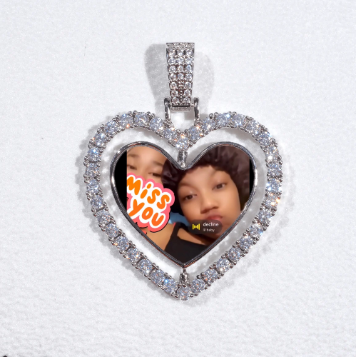 3D Spinning 2-Faced Heart Custom Picture Pendant