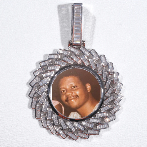 Large 3D Baguette Custom Picture Pendant