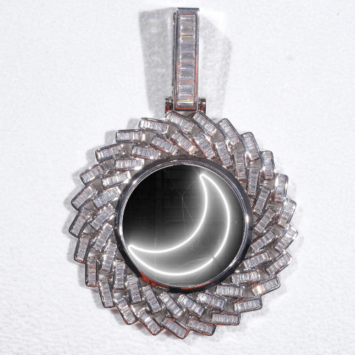 Large 3D Baguette Custom Picture Pendant