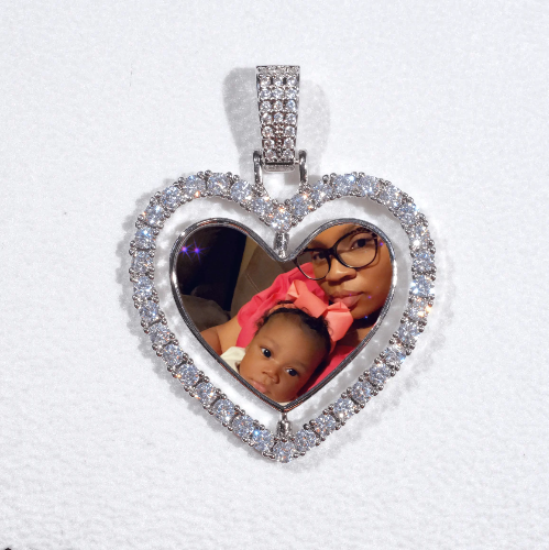 3D Spinning 2-Faced Heart Custom Picture Pendant