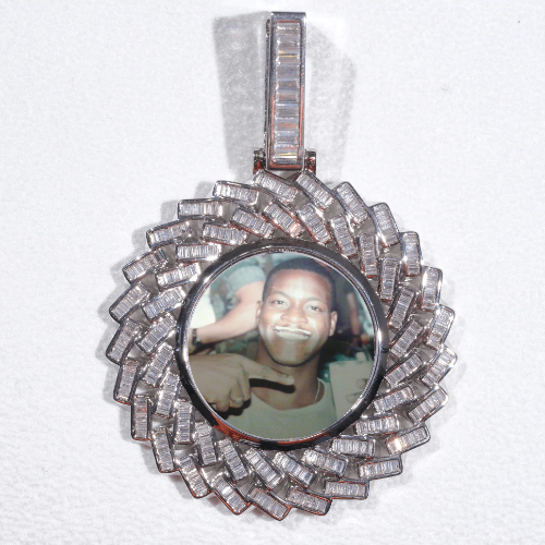 Large 3D Baguette Custom Picture Pendant