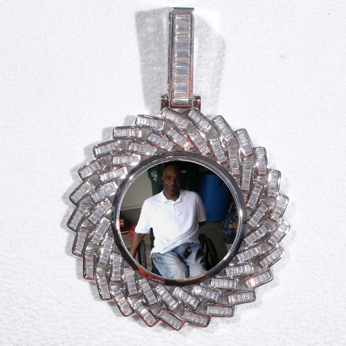 Large 3D Baguette Custom Picture Pendant