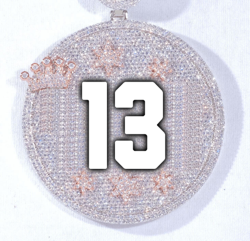 CUSTOM LETTER NECKLACE 3D BIG CROWN DISC