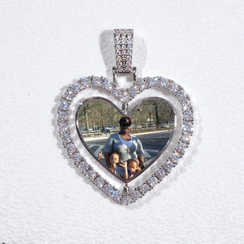 3D Spinning 2-Faced Heart Custom Picture Pendant