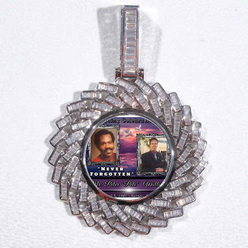 Large 3D Baguette Custom Picture Pendant