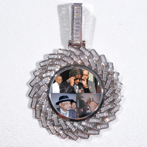 Large 3D Baguette Custom Picture Pendant