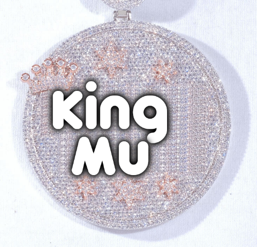 CUSTOM LETTER NECKLACE 3D BIG CROWN DISC