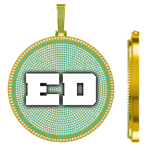 CUSTOM LETTER NECKLACE 3D BIG DISC
