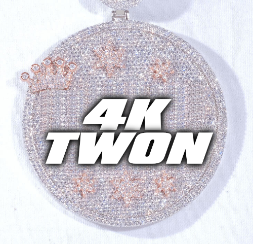 CUSTOM LETTER NECKLACE 3D BIG CROWN DISC