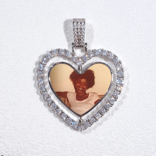 3D Spinning 2-Faced Heart Custom Picture Pendant