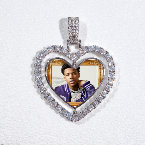 3D Spinning 2-Faced Heart Custom Picture Pendant