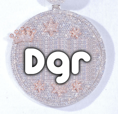 CUSTOM LETTER NECKLACE 3D BIG CROWN DISC