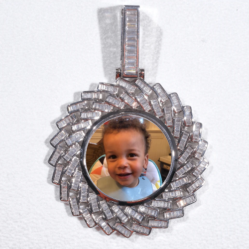 Large 3D Baguette Custom Picture Pendant