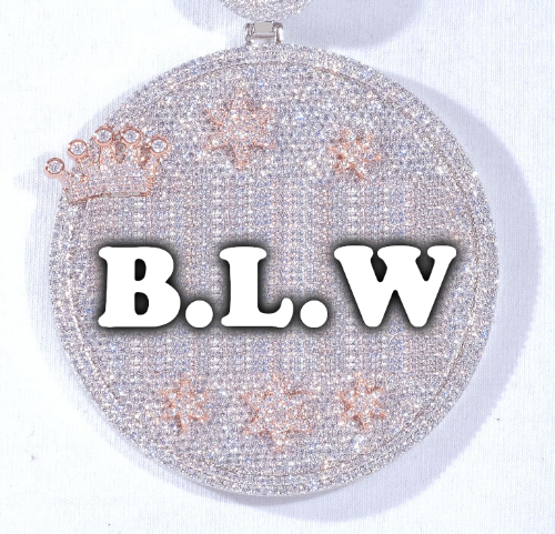 CUSTOM LETTER NECKLACE 3D BIG CROWN DISC