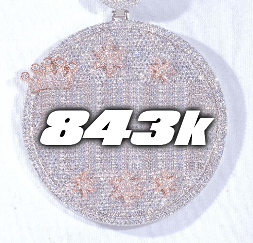 CUSTOM LETTER NECKLACE 3D BIG CROWN DISC