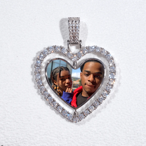3D Spinning 2-Faced Heart Custom Picture Pendant