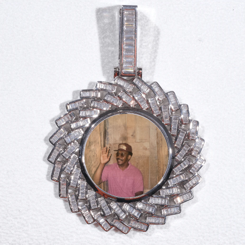 Large 3D Baguette Custom Picture Pendant