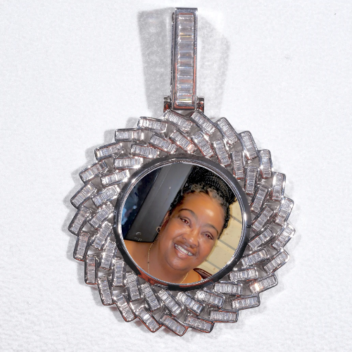 Large 3D Baguette Custom Picture Pendant