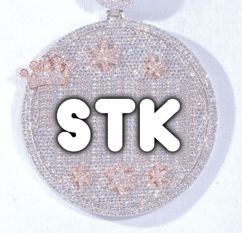 CUSTOM LETTER NECKLACE 3D BIG CROWN DISC
