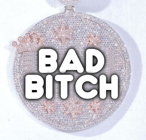 CUSTOM LETTER NECKLACE 3D BIG CROWN DISC